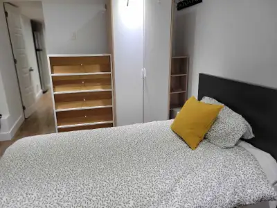 Basement Furnished room. High ceilings. Sunny , 2 windows , good size room Includes closet , drawer,...