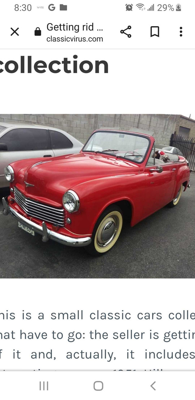 1952 hillman minx, convertable in Classic Cars in Winnipeg