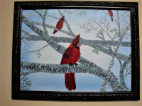 Acrylic Painting, Cardinals on Branch