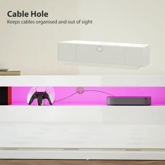Entertainment Center with RGB LED Lights, TV Stand for 65-85 Inc in TV Tables & Entertainment Units in Markham / York Region - Image 7