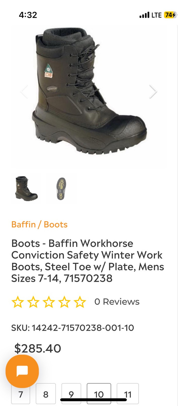 Men Baffin polar proven winter work boots size 11 negotiable  in Men's Shoes in Edmonton