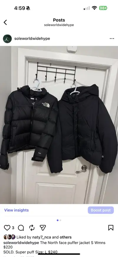 The North face puffer jacket S $220, View more