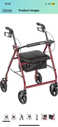 Drive Medical Aluminum Rollator Walker Fold up and Removable Bac