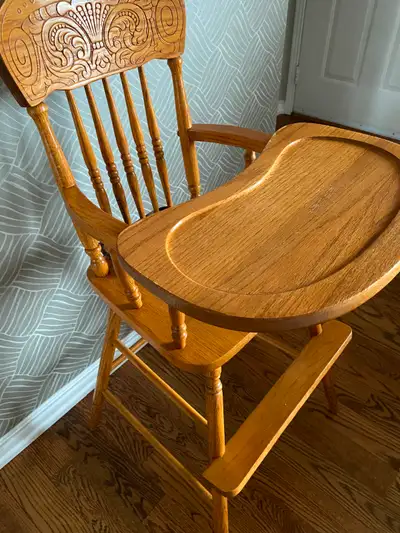 Vintage oak high chair, View more