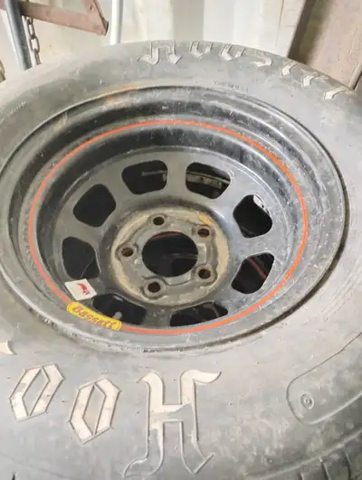 15x8 3" backspacing 5x5 pattern, rims ,tires,tubes,held air all winter ready to race set of 4 not ma...