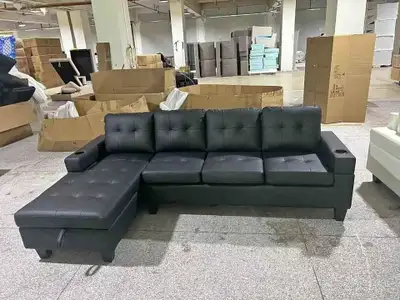 "Stylish Black Leather Sectional Sofa ️ - Perfect for Your H, View more