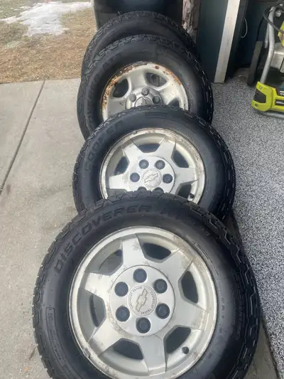 All tires are pretty much brand new comes with chevy wheels 2 aluminum 2 steel don’t know the bolt p...
