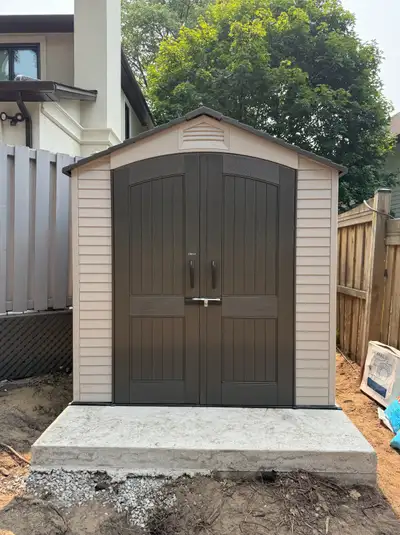 Shed assembly and shed installation, View more