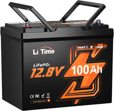 LiTime 12V 100Ah Group 24 Smart LiFePO4 Battery, View more