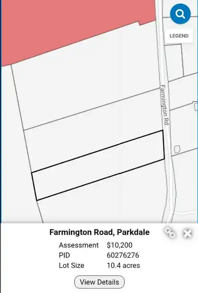 10.4 acres of land on Farmington road in Parkdale NS Frontage on Farmington road, mature forest and...