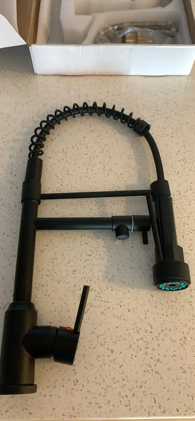 NEW- Modern Matte Black  Dual Faucet, Kitchen Faucet in Kitchen & Dining Wares in Calgary - Image 9