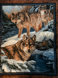 Hand-quilted Wolf Quilt