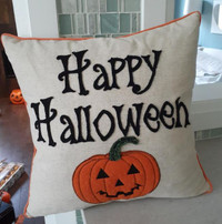 Happy Halloween throw pillow embroidered and appliqued sham