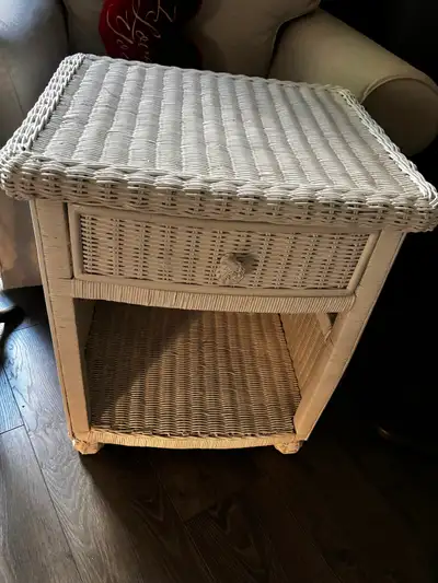 White Wicker Nightstand, View more