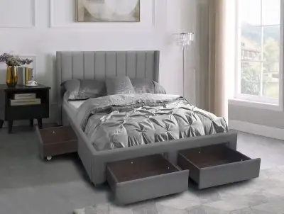 Ashley 4 drawer platform bed(no need boxspring), View more