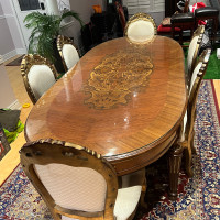 Adjustable Eloquent Asian Dining Table w/ 6 Chairs 