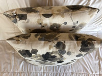 2 decorative ivory/beige/grey floral throw pillows
