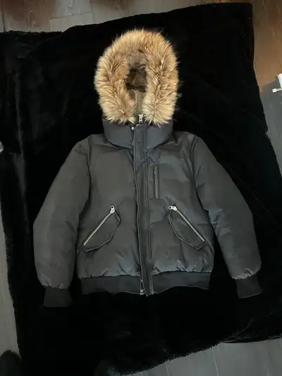 MACKAGE Dixon L/XL Down Bomber with Removable Fur Hood, View more