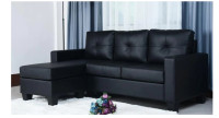 Small black faux leather sectional 300