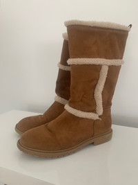 FAUX SUEDE/FUR GIRL’S BOOTS SIZE 4 - BROWN