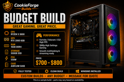 Gaming PC — Ryzen 5 + RTX 2060 — Budget Build (CookieForge), View more