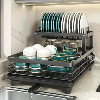 NEW Stainless Steel Double Layer SMART Dish rack w/ drainboard, View more