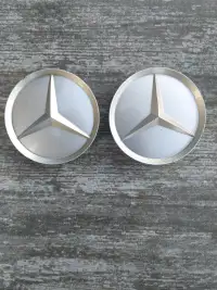 (2 only) 75mm or 2.95" OD Mercedes Benz center caps good condit