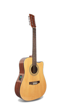 Acoustic Electric Guitar 12 Strings Built in Tuner, EQ Natural