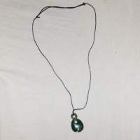 $10 Dark green black speckled stone pendant necklace