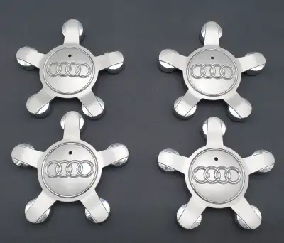 AUDI A3 A4 A5 A6 S3 SQ5 CENTER CAP SET OF 4, 2009-2020 PART # 8R0 601 165 PLEASE SEE THE PICTURES FO...