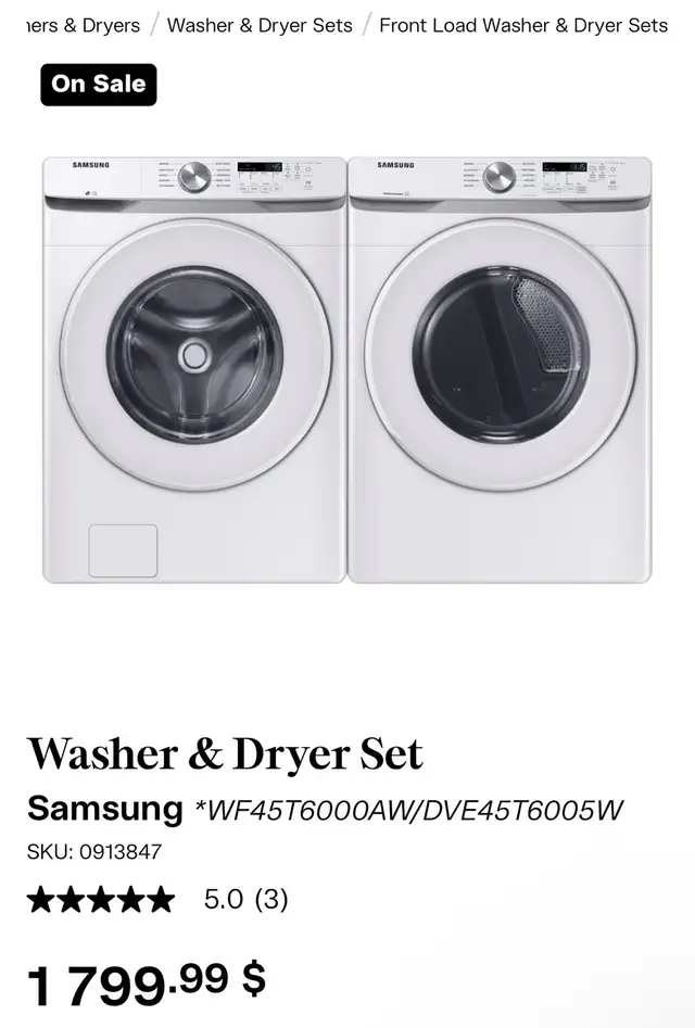 Ensemble Laveuse-Sécheuse Samsung in Washers & Dryers in Longueuil / South Shore - Image 2