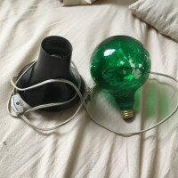 Vintage black light lamp with on/off on the cord & green bulb