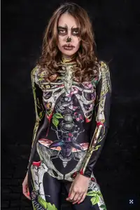 New 3-Dimensional Earth Skeleton Bodysuit Halloween Costume