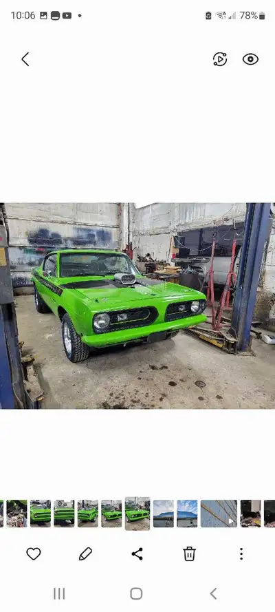 1968 plymouth barracuda fastback very solid car all original steel no rust Would trade for frt wheel...