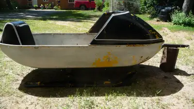 Early 70's Ski-Boose Mark II, metal is solid, no seat, no windshield, hood and backrest in good shap...