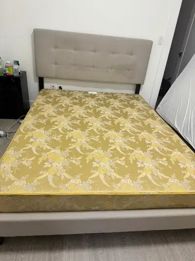 Queen Upholstered Bed Frame with Tufted Headboard – Beige, View more