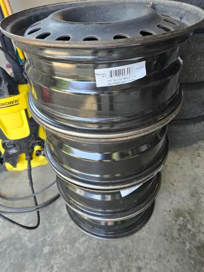 WOW! This is a SET OF 4 (four) 17 INCH BLACK STEEL RIMS for TIRES 17x7 5 x 114.3. See photos. These...
