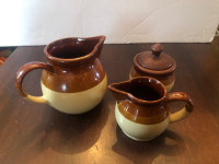 Vintage Brown Earthenware Coffee / Tea 3 Pc Set. 