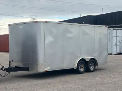 7x17 cargo enclosed trailer with ramp Dry weight 2200lb 2 5/16 hitch ball 95$ weekly rate available...