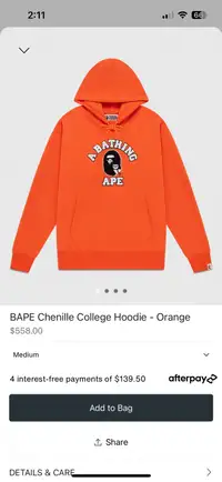 Brand new large OVO/BAPE hoodie