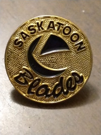 WHL 1980s Saskatoon Blades baked enamel lapel pin