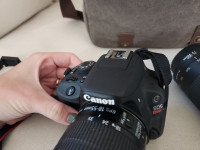 Canon EOS Rebel Camera with two lenses and bag