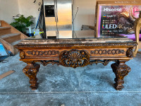 Classical Wood and Marble Coffee Table