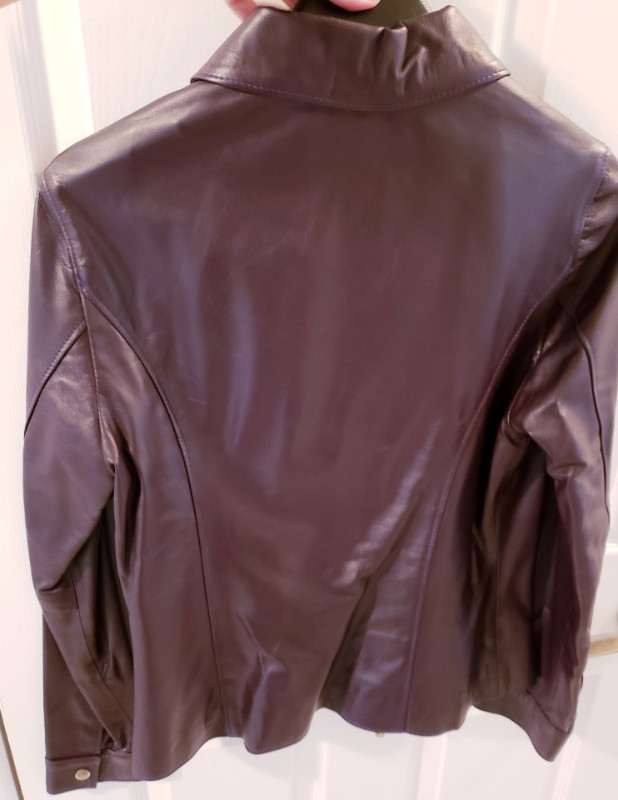 NEW Medium Purple Leather Jacket Cropped Biker Zip Fitted Sexy in Women's - Tops & Outerwear in Markham / York Region - Image 4
