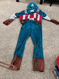 Captain America costume with disc shooting shield -size small