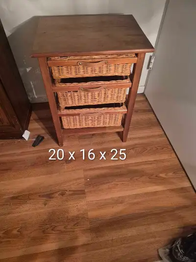 Wood and wicker stand storage table, View more
