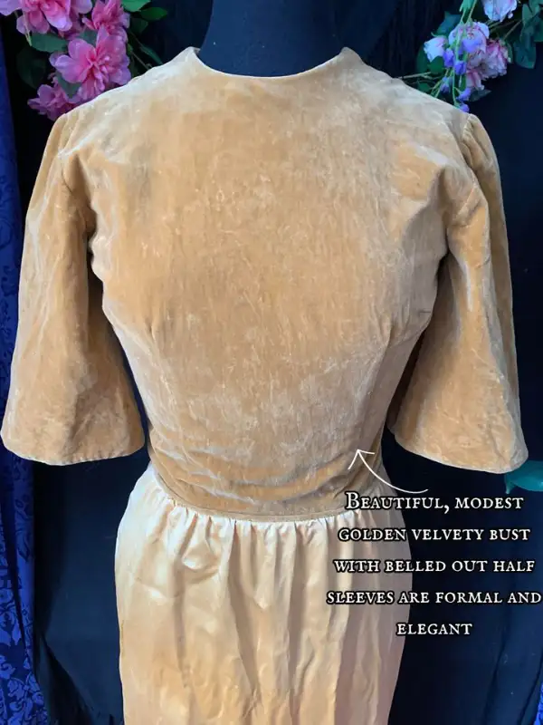 Vintage 1960s Handmade Golden Velvet Cinderella Formal Gown in Women's - Dresses & Skirts in Edmonton - Image 5