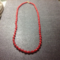 Beautiful Red Coral Round Beads Necklace