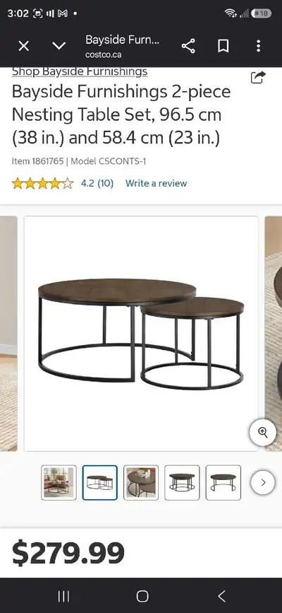 Bayside Furnishings Nesting Table Set, View more