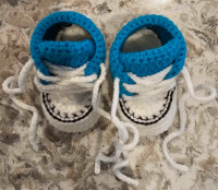 Handmade Crocheted Boys Converse Look A Like Blue Kicks